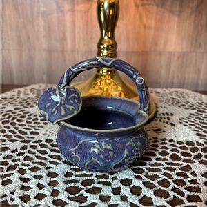 Vintage Larry Laslo For Mikasa Pottery Basket Ivy Leaf Design